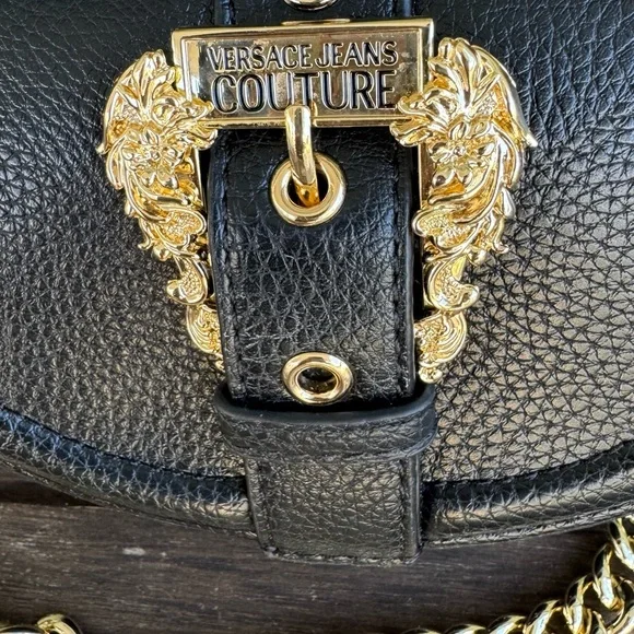 Versace Jeans Collection Black and Gold Mini Crossbody Bag with Baroque Clasp - Picture 3 of 9